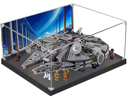 Acryl-Vitrine für Lego 75257 Millennium Falcon Modell, 3 mm staubdichte Schaubox, Vitrine kompatibel mit Lego 75257 (Modell nicht im Lieferumfang enthalten) (Hintergrund 3 mm B)
