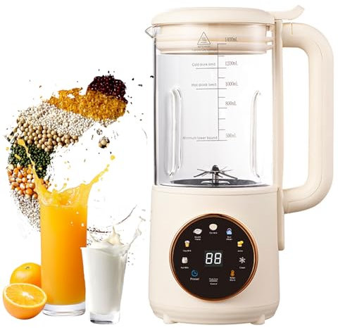 Nut Milk Maker, 47oz/1400ML Automatic Soy Milk Maker for Oat, Almond, Coconut & Plant-Based Milks, 8-in-1 Dairy-Free Beverage Maker with Delay Start, Auto Clean, Keep Warm