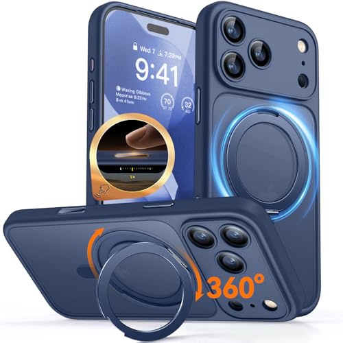 CANSHN 360° Ständer für iPhone 17 Pro Hülle, Matt Dunkelblau