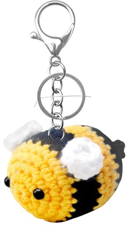 UOCAI Porte-clés mignon en forme d'abeille au crochet - En peluche - Unisexe - Tressé