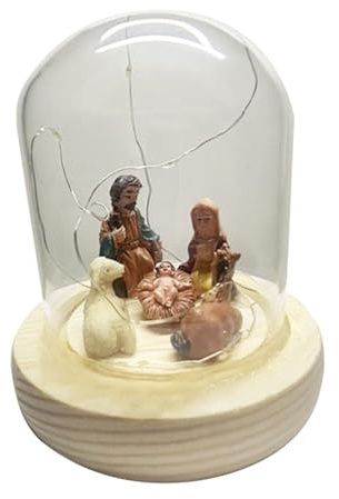 Weihnachtskrippe aus Glas, LED, für den Schreibtisch, Christus, Geburt Jesu