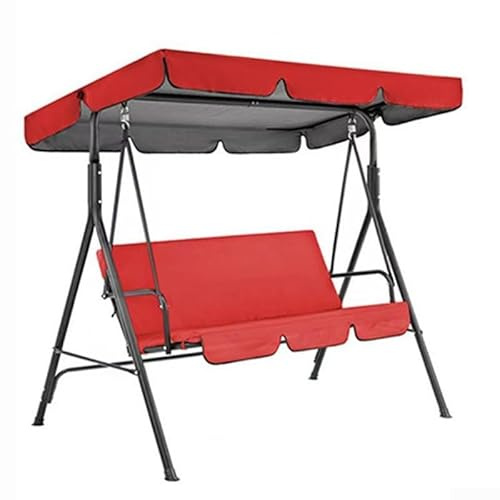 Desiumite Outdoor 210D Oxford Gartenstuhl-Abdeckungs-Set mit Ober- und Sitzbezug, 142 x 120 x 18 cm und 130 x 48 x 8 cm zum Schutz, langlebig, wetterbeständig, leicht zu reinigen, Schwarz (rot)