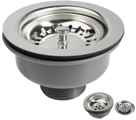 RowGlow bonde d'évier inox ø 114 mm G1½ + Panier evier sans trop plein panier,304 Acier inoxydable + ABS, bonde Évier 114mm s'adapte aux trous d'évier standards britanniques (83-90 mm) (114mm)