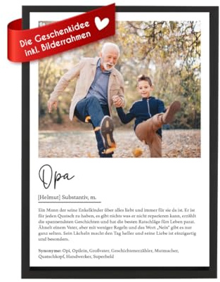 Druckhaus Bilderrahmen Personalisiertes Poster Opa Geschenk Opa Wandbild mit Foto und Text auf hochwertigem Papier - Holz Bilderrahmen, fotogeschenk personalisiert, personalisiertes geschenk