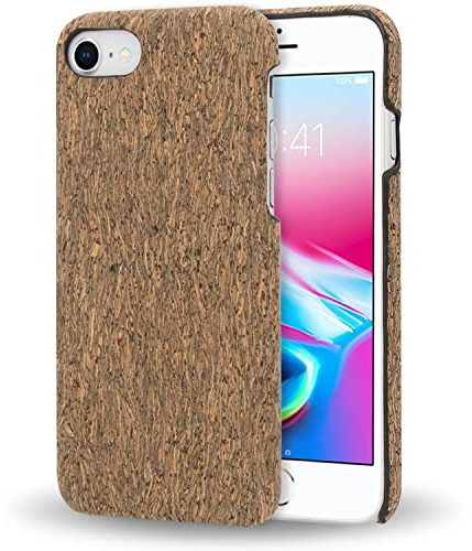 NALIA Kork Hülle kompatibel mit iPhone SE 2022 / SE 2020/8 / 7, Natur-Holz Hardcase Cover Muster Schutzhülle Dünn, Holzhülle Handy-Tasche Cork Case Backcover Handyhülle, Motiv:Grey Cork