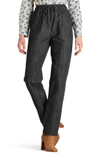 Amber Ladies Elasticated Waist Pull On Jean 100% Cotton | Soft Fabric High Waisted Jeans for Women with Adjustable Drawstring & Two Deep Pockets
