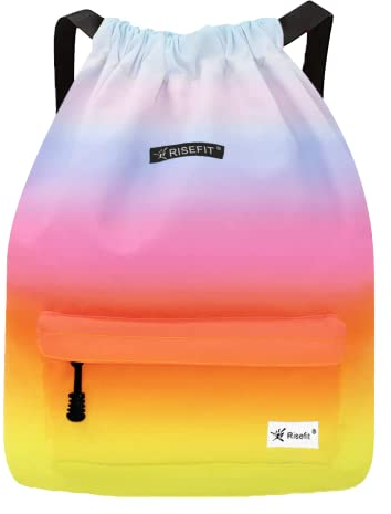 Risefit Drawstring Swimming Bag School PE Bags Waterproof Gym Backpack Daily Book Bags with Large Capacity Travel Kids Girls Boys Adults