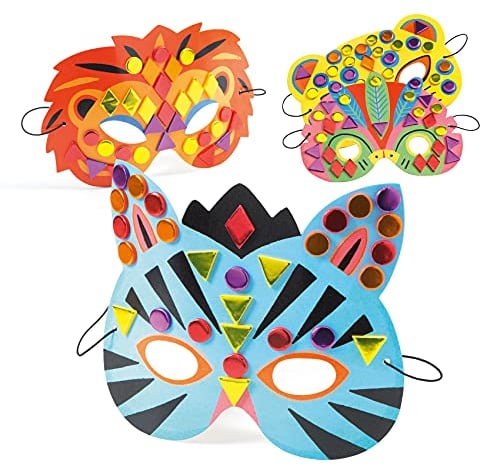 Djeco Do it yourself: Mosaik-Masken Dschungeltiere Gesichtsmasken bunt