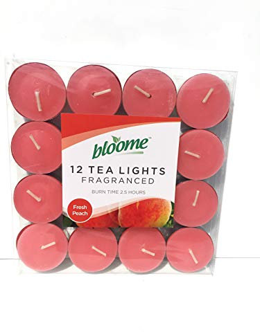 bloome Lot de 12 bougies chauffe-plat parfumées assorties Pêche fraîche