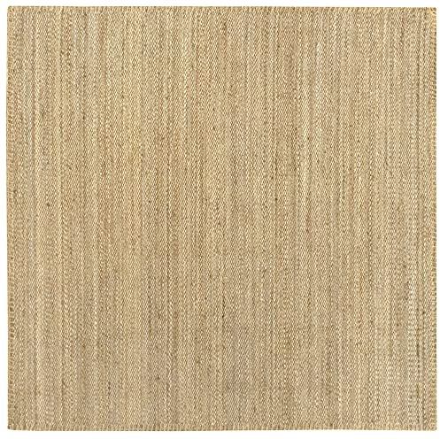 HAMID Jute-Teppich, Granada, 100% natürliche Jutefaser, weich, handgewebt, Teppich für Wohnzimmer, Esszimmer, Schlafzimmer, Flur, Eingang, natürliche Farbe (200 x 200 cm CD)