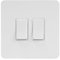 Soho Lighting White Metal Flat Plate 10A 2 Gang 2 Way Light Switch White Insert Screwless