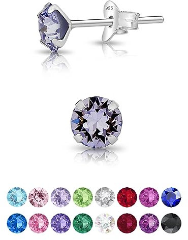 Orecchini Lilla - Punto Luce Argento 925 con Brillantini di Cristallo 5 mm - Donna a Perno - Colorati