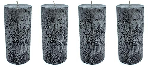 DARO DEKO Kerze mit Schimmer - 7 x 15 cm Schwarz - 4 Stück