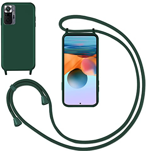 GoodcAcy Handykette Handyhülle für Xiaomi Redmi Note 10 Pro,Smartphone Necklace Hülle mit Band Schutzhülle mit Kette zum umhängen Halskette Flüssig Silikon Case für Redmi Note 10 Pro Max,Grün