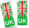 Biomar Labs® 2 x UK Car Number Plate Stickers Green EV Electric Brexit United Kingdom Union Jack Flag Decals Badge QS 6