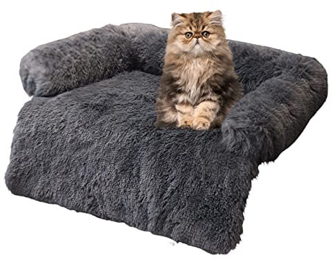 Dkings Hundedecke Couchkissen für Hunde und Katzen Plüsch Hundematte Klein Hundebett Hundesofa Wasserfeste Unterseite Sofaschutz Waschbar Kofferraumschutz (Grau)