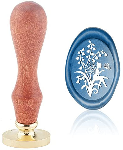 CRASPIRE Hyazinthe Wachssiegelstempel Fee Vintage Siegelwachs Stempel Schmetterling Oval Abnehmbarer Messingkopf Siegelstempel mit Holzgriff für Hochzeitseinladungen Valentinstag Geschenkverpackung