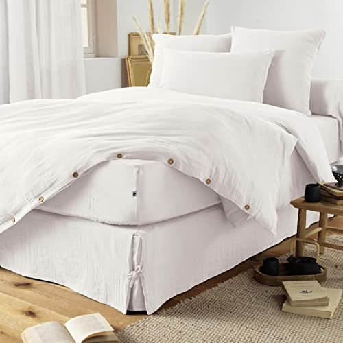 Cache-sommier Gaze de Coton 140 x 190 cm Gaia Blanc