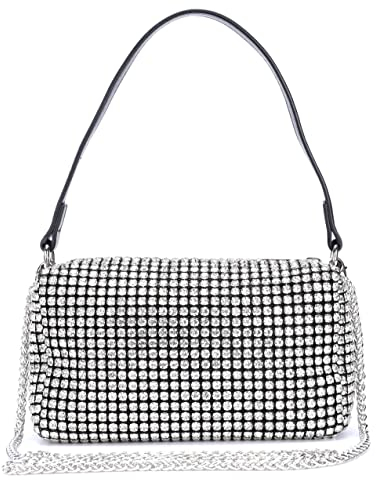 Ever Bloom Glänzende Kettentasche Umhängetasche Damen, Clutch Tasche Crossbody Handtasche Hochzeit, Abendtasche Glitzer Schultertasche Mädchen, Clutches Farbe:Schwarz