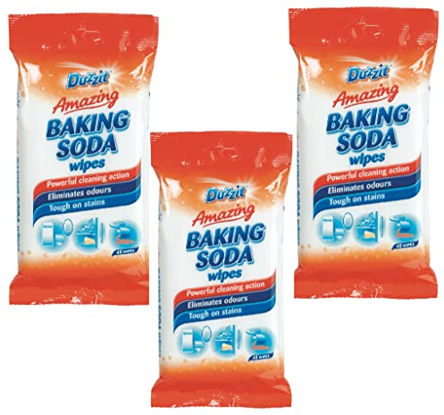 Amazing Baking Soda Multi Purpose Household Cleaner Wipes - Duzzit Amazing Baking Soda Wipes (3 x 40 Wipes) - Cleaning Essential