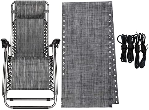 Azatemgo Tela de Repuesto Tumbona con 4 Goma Recambio Tumbona, Kit Repuestos Tumbona, 160 x 43 cm, Gris (Almohadas y sillas no Incluidas)