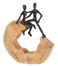 J-Line Dekorationsfigur Paar sitzend - Holz/Aluminium - Schwarz
