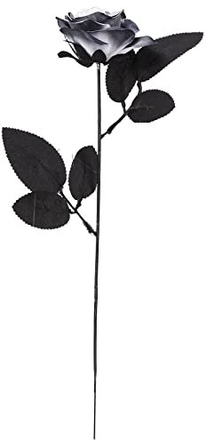 Liuyoyo 10 bouquet di rose artificiali in bianco e nero, 15,7 fiori di seta finti bouquet da sposa, fiori realistici per Halloween decorazione domestica