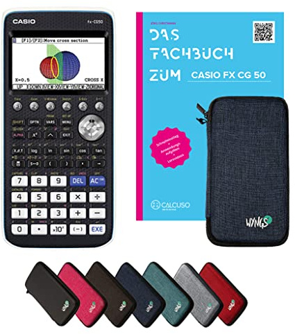Casio fx-CG50 inkl. Schutztasche Blau & Fachbuch (92 Seiten, DIN A4) – Grafikrechner – Smart Set
