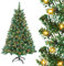 UISEBRT Sapin de Noël Artificiel avec Lumineux LED, Effet Neige, Sapin de Noël LED avec Support en Métal 120 Lumières, Sapin Artificiel en PVC pour Décoration Noël (120cm)