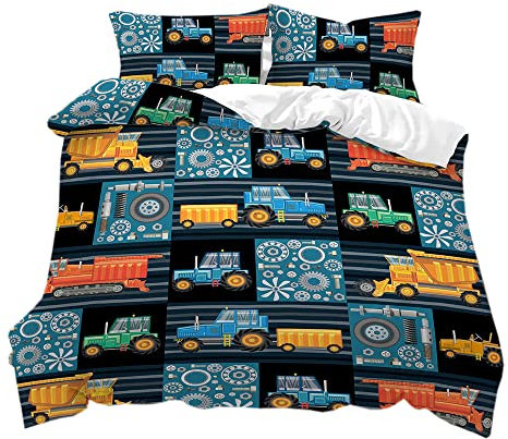 PAEOYC Bagger Schwarz Bettwäsche Set mit Kissenbezug Babybettwäsche Babybett Mikrofaser Bettbezügen mit Reißverschluss Jungen Mädchen Weich Bügelfrei Kinderbettwäsche Winter(Schwarz4,140x200cm)