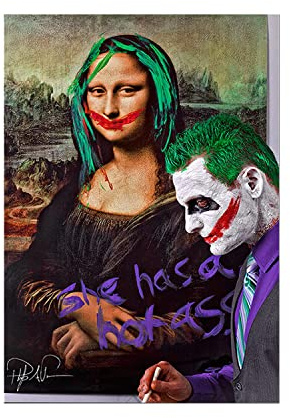 Modernes Home Decor Mona Lisa Joker Graffiti Dekorative Poster Leinwand Gemälde Wand Kunst Mona Lisa Poster Und Drucke Bild Kunstwerk Für Wohnzimmer Rahmenlos,50×70cm