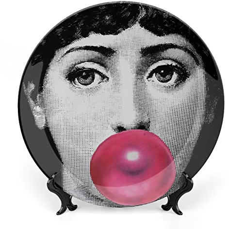 Lina Cavalieri - Piatto decorativo Fornase, da appendere alla parete, con staffa e speciale gancio a molla, stile 32,3 cm