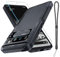 RMOCR Case for Google Pixel 8 Pro, Full Body Heavy Duty Rugged Shockproof Protective Phone Cover with Wrist Lanyard Strap, Tempered Glass Screen Protector and Camera Lens Cover, Black Matte