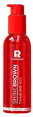BYROKKO Shine Brown Watermelon Bräunungsbeschleuniger-Öl (145 ml), Premium-Öl für die Turbo-Bräune, Wirkt in der Sonne und im Solarium, Schnellstes, effizientestes Bräunungsöl