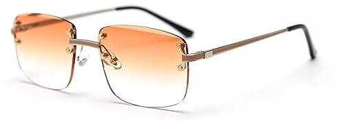 kachawoo Rimless Gradient Lunettes de soleil pour femmes Rétro Carré Parasols Hommes Filles Verres sans Cadre Mode Lunettes de luxe