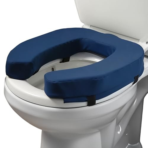 Lunderg Toilet Seat Riser for Seniors - Adds 2 inches. Universal Fit - Raised Toilet Seat Cushion with High-Density Foam for Enhanced Comfort & Elevation. Easy to Clean. Post-Surgery Must Have (Blue)