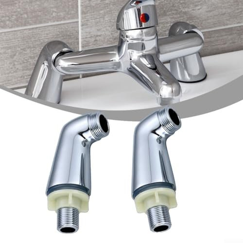 2Pcs Mixer Tap Legs, Chrome Deck Mounted Bath Filler Shower Mixer Tap Legs Adapter Extension