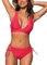 CUPSHE Damen Bikini Set V Ausschnitt Lace Up Bikini Bademode Crossback Low Waist Zweiteiliger Badeanzug Swimsuit Rot/Ausflug M