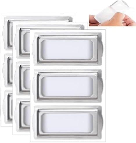 Self Adhesive Metal Bookplates for Books Card 9 Pcs Horizontal Clip Label Holders Metal Drawer Tag - Silver Label Bookplates Metals Frame for Office Library Book File Cabinet Drawer Card Tag Teacher