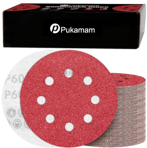 120PCS Disco Lija 125mm Grano 60 para Lijadora Orbital Papel de Lijas para Madera Pintura Metal