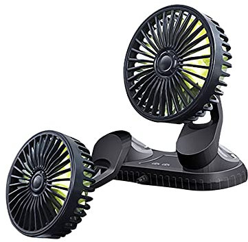 SANWAN 1 pz USB 360 ° regolabile doppia testa ventilatore di raffreddamento auto, mini ventola di raffreddamento, 360 ° orizzontale e 180 ° rotazione verticale - nessun modello leggero