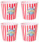 Acan Tradineur - Pack de 4 Cubos de Palomitas Redondos de plástico, Recipiente Reutilizable para Cine en casa, Fiestas, Celebraciones (Rojo y Blanco - 19 x 20,5 cm)