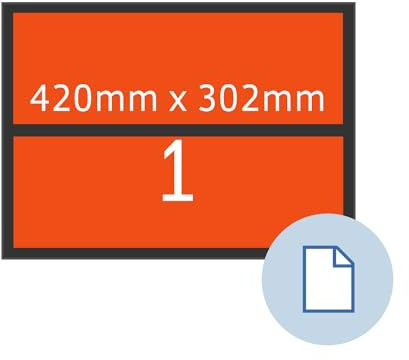 HERMA 58010 Wetterfeste Folienetiketten, 150 Blatt, 420 x 302 mm, 1 pro A3 Bogen, 150 Stück, selbstklebend, bedruckbar, matt, blanko Outdoor Aufkleber, farbige Etiketten aus Polyethylen, orange
