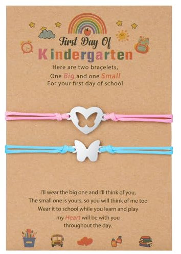 AUAUY 2 Schulkind Armband Mädchen Geschenke zur Einschulung, Schulkind Armband Mädchen Junge, Mutter Tochter Armband Schulkind Geschenk für Erster Schultag Schultüte Füllung, Schulanfang Armband