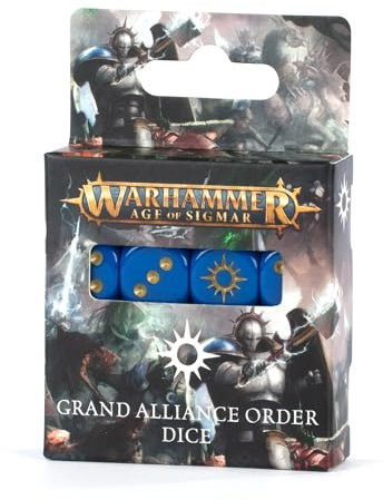 Warhammer Würfel-Set: Grand Alliance Order, 16 mm, Kunststoff, blau, Kugel, für Warhammer Age of Sigmar