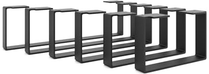 HEVVA 2er-Set Möbelfüße - Luxemburg - Höhe 15 cm (Tiefe 20 cm, Schwarz) | Möbelkufen, Möbelbeine, Standfüße, Design-Möbelfüße, Sideboardfüße, Waschtischunterschrankfüße, Metallfüße für DIY