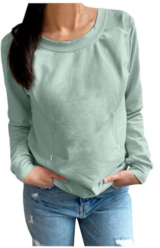 Bsotalines Stillpullover Damen mit Reißverschluss Einfarbig Umstandsmode Pullover Langarm Stillshirt Rundhals Stillzeit Nursing Top Schwangerschaft Stilltops Schwangere Winter Langarmshirts Oberteile