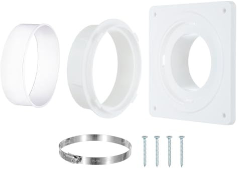 PATIKIL Dryer Vent Connector Kit Fit 4 Inch Ducting, ABS Plastic Dryer Vent Wall Plate with Quick Connect and Disconnect Dryer Dock Connector for Dryer Ventilation System, White