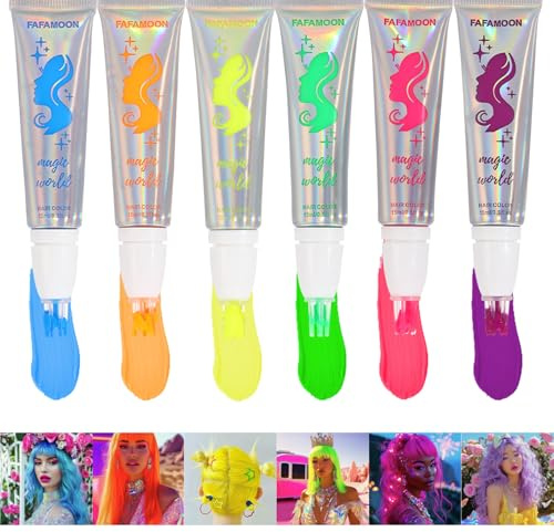 RoseFlower Haarkreide Set, 6 Farben Temporäre Haarkreide, Auswaschbarer Haarfärbestift, Sofortige Haarkreidefarbe, Hair Chalk Fasching Haarfarbe Für Weihnachten Party