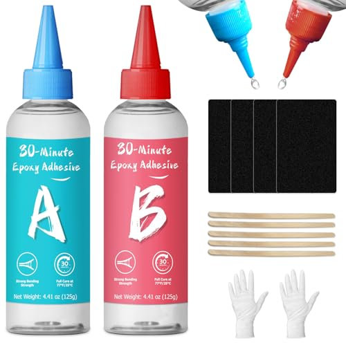 WAN2TLK 30 Minute Epoxy Adhesive 250ml, 2 Part Epoxy Glue Clear, Slow Curing Epoxy Resin Glue for Repairing Ceramics, Porcelain, Glass, Acrylic, Plastic, Wood, Metal, Stone, etc